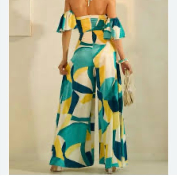 NWOT Multicolor Abstract Print Jumpsuit. Fun & Flirty!! - Picture 3 of 12